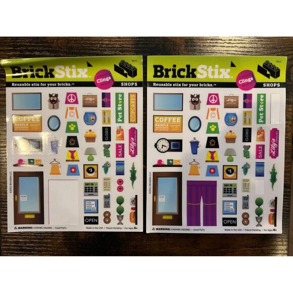 BrickStix Reusable Stickers For Building Bricks/Legos Stores Themed - Missing 2 - Picture 3 of 3
